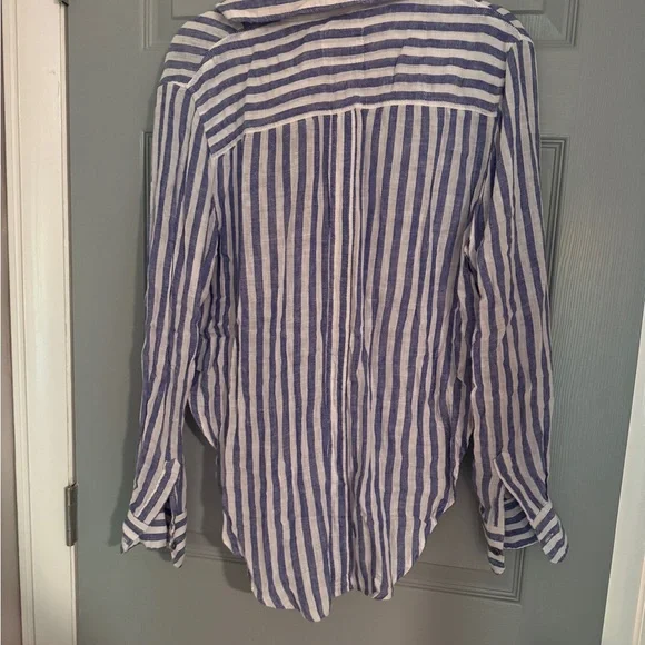 Free People Rails Blue and White Striped Button-Up Shirt - Picture 3 of 3